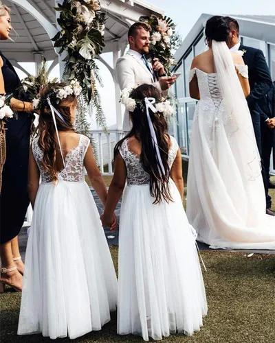 Vista 5 de 2Bunnies - Vestidos acampanados de fiesta, tipo tutú, de tul, con encaje de rosa en la espalda