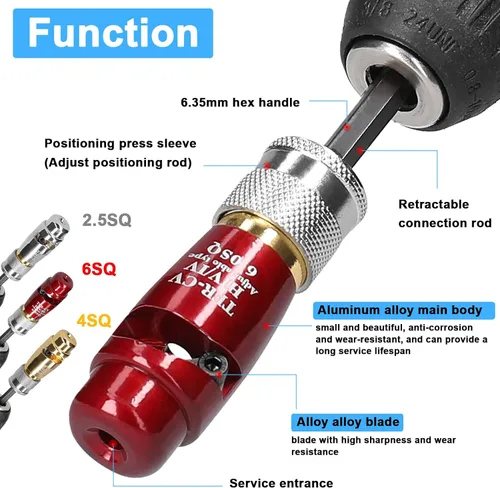Vista 4 de Herramienta automática de pelado y torsión de cables para taladro, kit de conector de pelacables eléctricos para cables 2.5 - Tornillo de tuerca