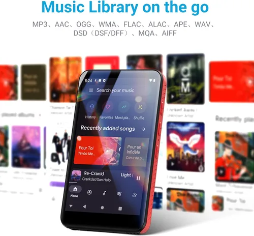 Vista 5 de MECHEN 96GB Reproductor de MP3 MP4 de Alta Capacidad Android, Pantalla Táctil de 4", Bluetooth + WiFi, Altavoz Integrado, Soporta Spotify, Amazon