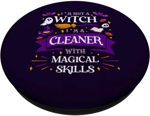 Vista 2 de Ain't a Witch - Cleaner With Magical Skills Halloween Women PopSockets Swappable PopGrip