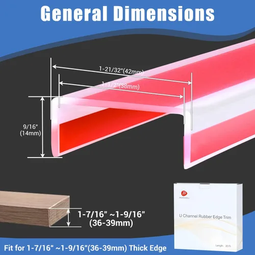 Vista 2 de Borde de goma, borde de canal en U autoadhesivo, protector de borde para madera contrachapada y madera, bandas de borde en forma de U para despegar