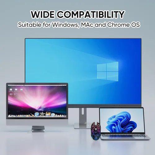Vista 7 de MELOGAGA Ratón inalámbrico Bluetooth para juegos, 2.4G inalámbrico RGB recargable para juegos de PC, negro