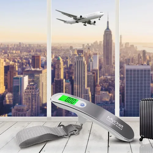 Vista 7 de Mycket Báscula de equipaje digital portátil, báscula electrónica para maleta, báscula para colgar, báscula de pesaje de equipaje, 110 libras
