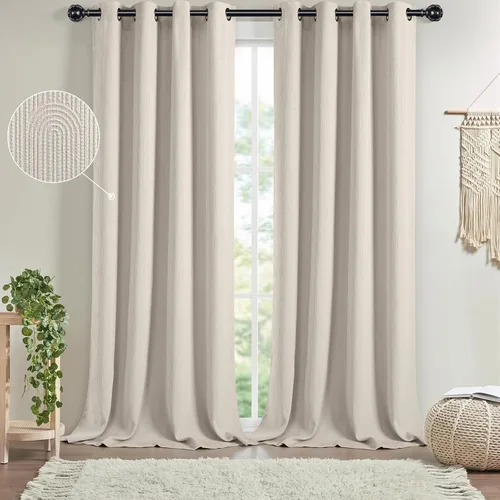 Vista 4 de Cortinas opacas boho para dormitorio de 84 pulgadas de largo, 2 paneles, cortinas con ojales de mediados del siglo XX, cortinas para oscurecimiento