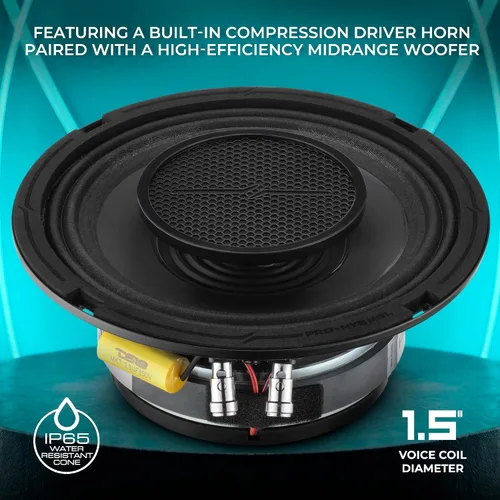 Vista 2 de DS18 PRO-HY6.4MSL - Altavoz híbrido de audio para automóvil de rango medio poco profundo de 6.5 pulgadas con driver integrado y rejilla incluidos