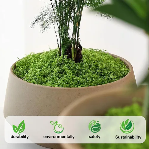 Vista 3 de Musgo artificial de 10.5 onzas para plantas de interior, musgo verde sintético en maceta, decoración de jardín