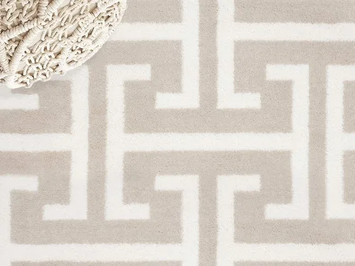 Vista 7 de Abani Arto Collection - Alfombra contemporánea con patrón de clave griega moderna en 3D, color beige y blanco, 4 x 6 pies, diseño geométrico meandro