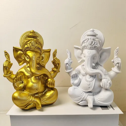 Vista 3 de Estatua de Dios indio, Señor Ganesha, estatua de elefante hindú, esculturas de Buda de ídolo Ganpati, regalo hindú, templo para el hogar
