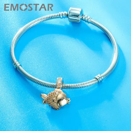 Vista 3 de Los dijes del océano marino se adaptan a la pulsera europea de animales de verano delfines madresniños tortuga sobre cuentas de vidrio azul pez