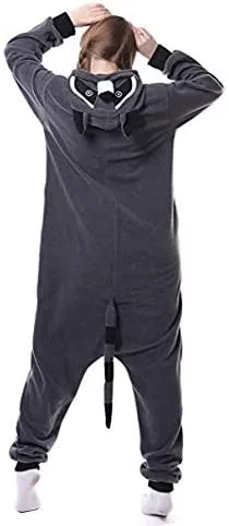 Vista 3 de Pijama unisex para adultos, para disfraz de mapache, disfraz de Halloween