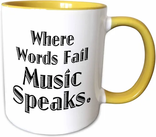 Vista 11 de 3D Rose Where Words Fail Music Speaks - Taza de cerámica de dos tonos, 11 onzas, color negro