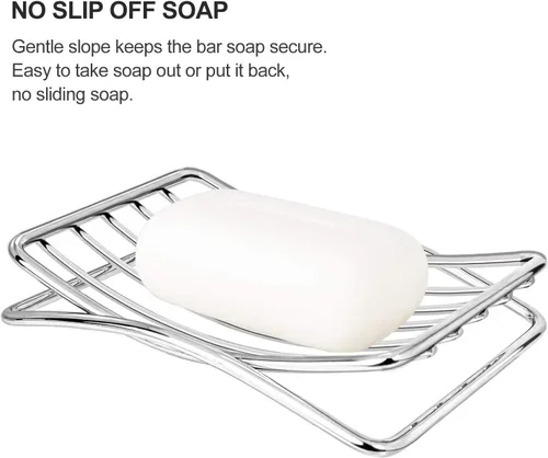 Vista 5 de Jabonera GUUKAR de Acero Inoxidable para Barra de Jabón en Ducha y Baño, Jabonera Autodrenante con Soporte para Esponja para Fregadero de Cocina