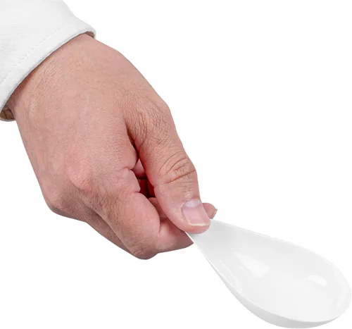 Vista 9 de Restaurantware Cucharas de lágrima de 4 x 2 pulgadas, 20 cucharas de aperitivo – Cucharas desechables de plástico blanco con sangría para bodas