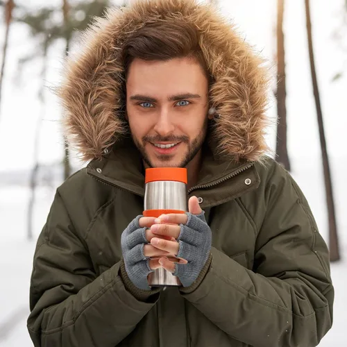 Vista 7 de SATINIOR 4 pares de guantes de invierno de medio dedo, guantes de punto sin dedos, guantes elásticos cálidos para hombres y mujeres