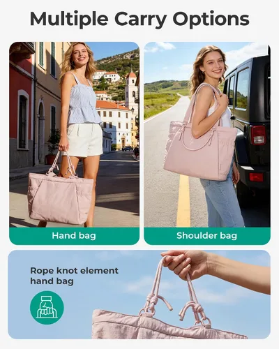 Vista 5 de BAGSMART Bolsa de yoga y pilates para mujer con asas, bolsa de gimnasio Rosa bebé