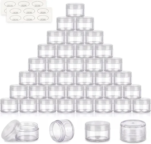 Vista 9 de 5 Gramos Contenedores de Muestra con Tapas, 25 Piezas Mini Contenedores de Maquillaje, Contenedores Cosméticos de Viaje de Plástico Vacío con Negro