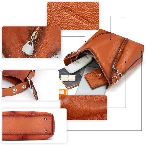Vista 6 de BOSTANTEN Bolso de mano de cuero para mujer, bolsos de hombro