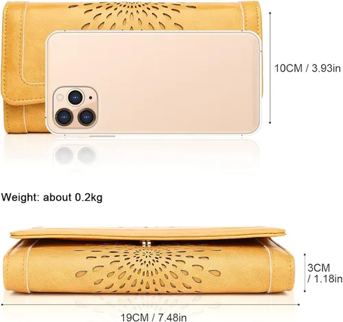 Vista 4 de Aphison - Cartera larga de cuero suave RFID para mujer, con caja de regalo