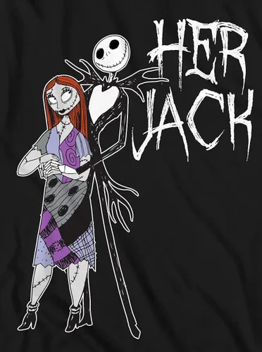 Vista 3 de Disney Camiseta para adultos de Nightmare Before Christmas Her Jack His Sally Couples