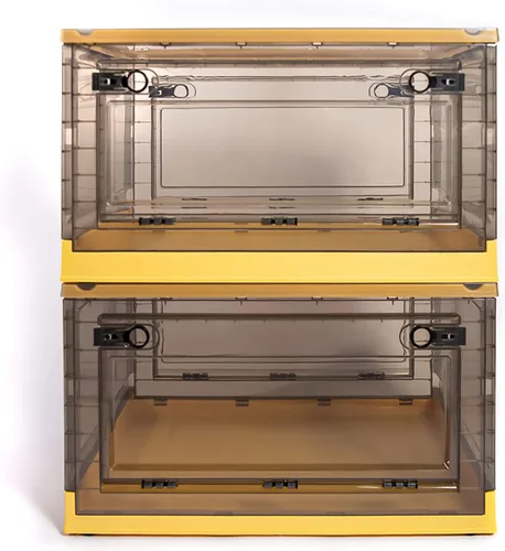 Vista 18 de Paquete de 3 contenedores de almacenamiento de apertura lateral, tapa apilable plegable, fácil de ordenar con caja de almacenamiento, ideal