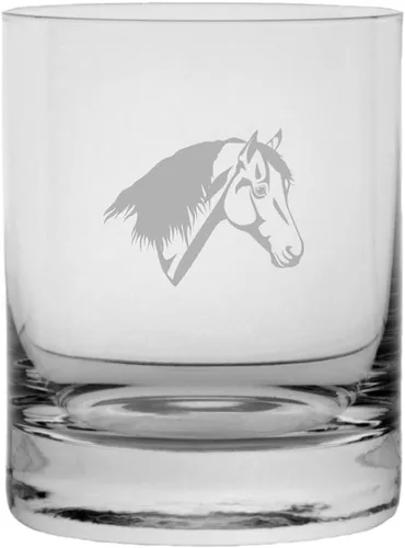 Vista 79 de Abaco Barb - Vaso de whisky con temática de caballo grabado (10.25 onzas)