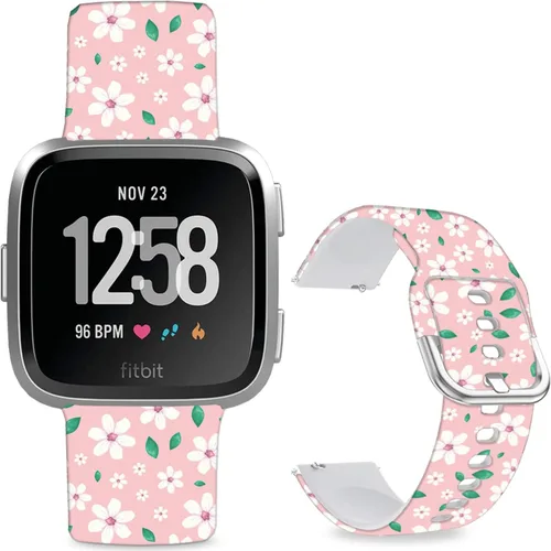 Vista 14 de Correas de reloj de silicona suave compatibles con Fitbit Versa 2/Versa/Fitbit Versa Lite/SE, correa de repuesto con bonito patrón floral de 0.98