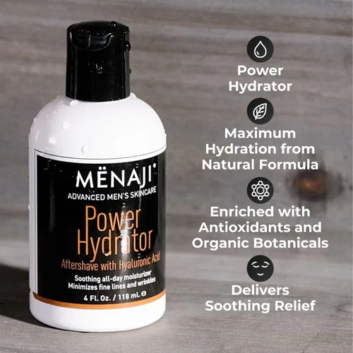 Vista 2 de MËNAJI Power Hydrator Aftershave - Alivio de quemaduras por afeitar, para después del afeitado para hombre, tratamiento para el cabello encarnado