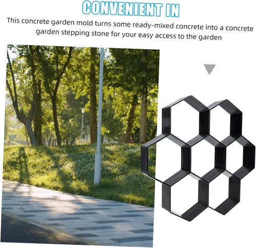 Vista 2 de MERRYHAPY Molde de plástico para pavimentar caminos de jardín, moldes reutilizables para pasarelas y patios, diseño irregular para fácil uso