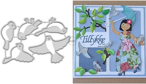 Vista 22 de DzIxY Juego de troqueles de corte de metal para tarjetas con diseño de pájaros, troquelados, plantillas de máquina para álbumes de recortes