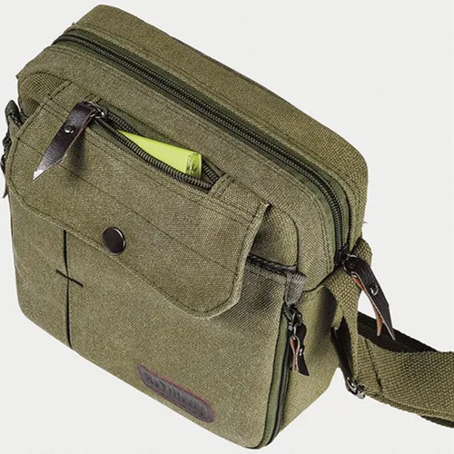 Vista 5 de Bolso bandolera pequeño para hombres y mujeres, bolso de hombro de lona vintage, bolso cruzado de viaje, bolso cruzado con múltiples bolsillos