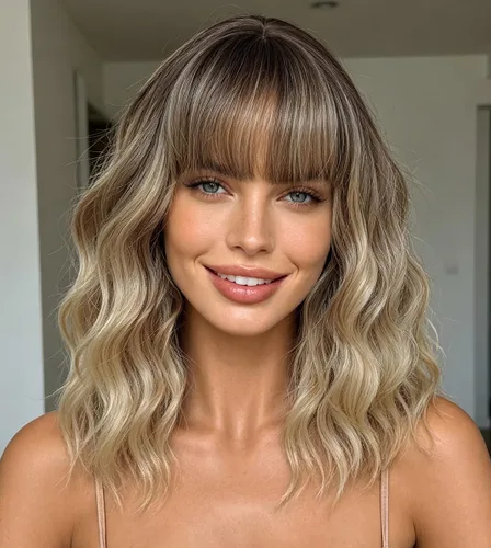 Vista 16 de Peluca negra con flequillo para mujeres negras, cabello rizado y ondulado de 14 pulgadas Negro