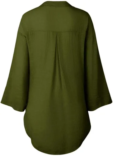 Vista 5 de Camisas largas sueltas de algodón con botones para mujer, blusa casual