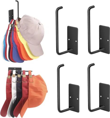Vista 10 de Percheros para gorras de béisbol, paquete de 2 ganchos adhesivos de acero inoxidable para colgar sombreros para pared, organizador de ganchos