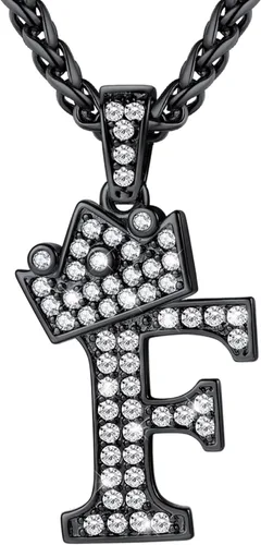 Vista 65 de U7 Crown Initial Number Necklace for Men Women A-Z Letter Pendant Chain a. Oro