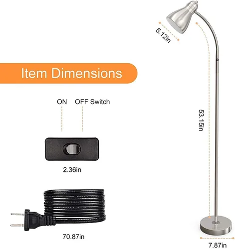 Vista 7 de LEPOWER Lámpara de pie, lámpara de pie de metal con cuello de cisne ajustable para dormitorio Easy to Assemble, E26 Base, Sturdy Metal Base