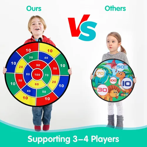 Vista 2 de Juego de Diana de Dardos para Niños - 29 pulgadas, Juegos de Mesa con 16 Pelotas Adhesivas, Juguetes de Verano para Interiores y Exteriores