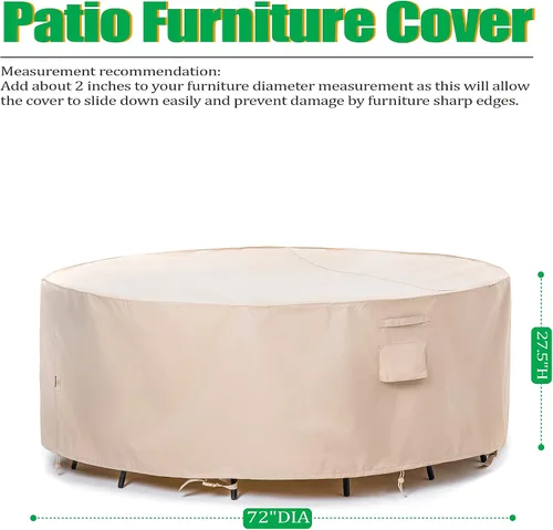 Vista 33 de F&J Outdoors Fundas para muebles de patio, impermeables, resistentes a los rayos UV, tela antidesgarros, cubierta para mesa de exterior, cubierta