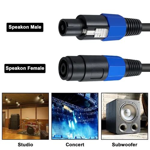 Vista 4 de Poyiccot Cables Speakon a Speakon de 3.3 pies, cables de extensión de Speakon, cable de altavoz macho a hembra de 18 AWG para amplificador