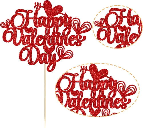 Vista 88 de Ephlyn 24 adornos para cupcakes con purpurina para el día de San Valentín, dulce amor, corazón, día de San Valentín, decoración para cupcakes