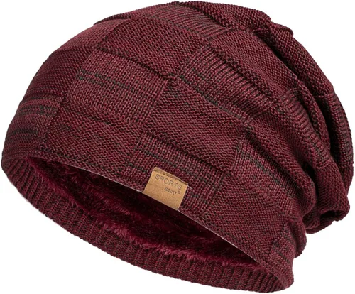Vista 16 de Vgogfly Slouchy Beanie for Men Winter Hats for Guys Cool Beanies Mens Lined Knit Warm Thick Skully Stocking Binie Hat Negro