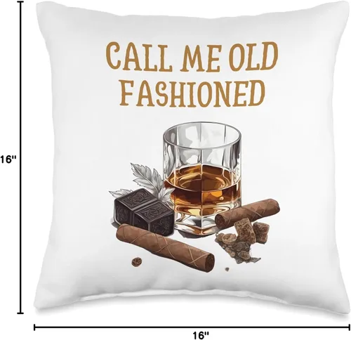 Vista 4 de Whiskey Tees & Old Fashioned Whiskey Apparel Call Me Old Fashioned Lovers - Almohada divertida de whisky, 16 x 16 pulgadas, multicolor