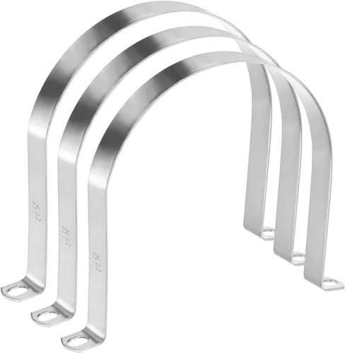 Vista 16 de M METERXITY Paquete de 3 abrazaderas de conducto, correa rígida de acero inoxidable 304 de 3-1/2 pulgadas M89 U con 2 agujeros