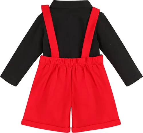 Vista 2 de IBTOM CASTLE Conjunto de ropa de esmoquin con moño para el primer cumpleaños para niños caballero formal con corbatín y pantalones