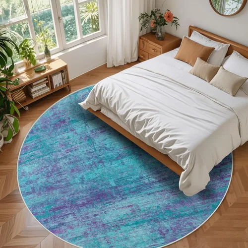Vista 50 de Alfombra abstracta de 3 x 5 para sala de estar, dormitorio, entrada, color azul