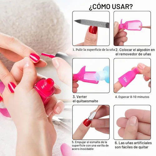 Vista 6 de 10 piezas de plástico acrílico Nail Art Soak Off Cap Clip UV Gel removedor de esmalte herramienta de envoltura de gel removedor de esmalte de uñas