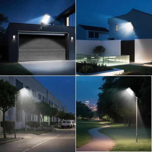 Vista 7 de Solar Street Lights Outdoor Waterproof, 20000LM 6500K Motion Sensor LED Flood Lights, Dusk to Dawn Solar Lights with Remote, Solar-Powered Parking