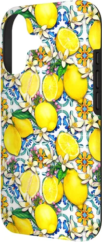 Vista 2 de Citrus Fruit Lemons Blue Tile Gardencore Farmcore Pattern Case for iPhone 17
