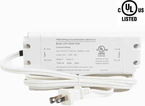 Vista 3 de Transformador de controlador regulable Triac de 24 V, certificación UL, 30 W, voltaje constante, clase 2, 100 V, 277 V, fuente de alimentación de CA