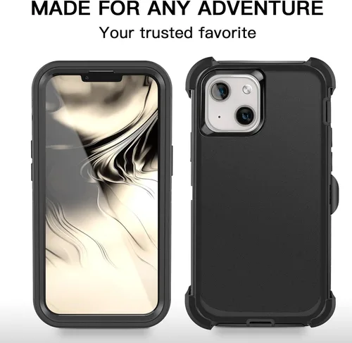 Vista 7 de AICase Funda para iPhone 13 Mini con funda de clip para cinturón, protector de pantalla, funda protectora resistente para teléfono, protección