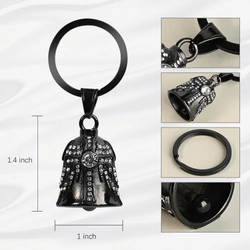 Vista 2 de Gremlin Bells for Motorcycles, Cross Guardian Angel Wings Motorcycle Bell Evil Eye Keychain